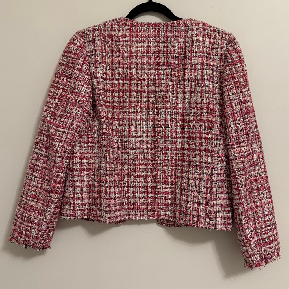 Kate Spade New York Metallic Tweed Jacket Size 4 Fringe Trim - Picture 8 of 8